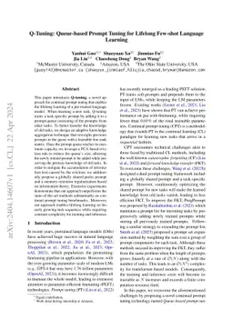 Q-Tuning: Queue-based Prompt Tuning for Lifelong Few-shot Language
  Learning