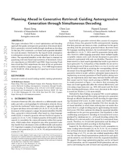 Planning Ahead in Generative Retrieval: Guiding Autoregressive
  Generation through Simultaneous Decoding