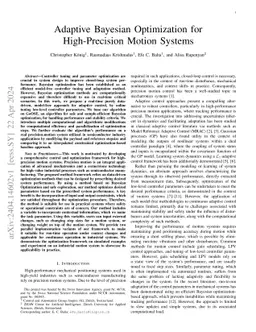 Adaptive Bayesian Optimization for High-Precision Motion Systems