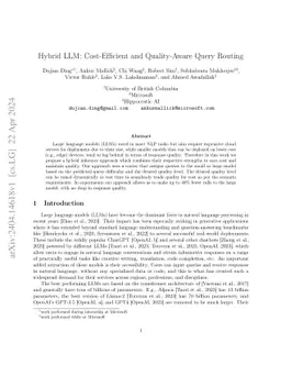 Hybrid LLM: Cost-Efficient and Quality-Aware Query Routing