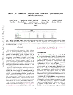 OpenELM: An Efficient Language Model Family with Open Training and
  Inference Framework