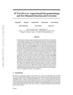 FINEMATCH: Aspect-based Fine-grained Image and Text Mismatch Detection
  and Correction