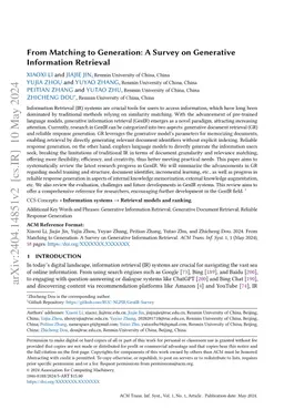 From Matching to Generation: A Survey on Generative Information Retrieval