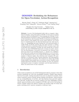 DENOISER: Rethinking the Robustness for Open-Vocabulary Action
  Recognition