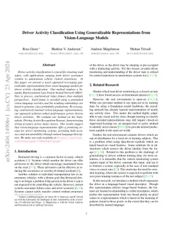 Driver Activity Classification Using Generalizable Representations from
  Vision-Language Models