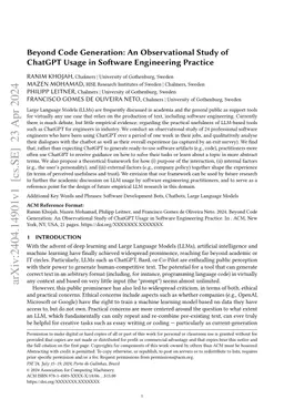 Beyond Code Generation: An Observational Study of ChatGPT Usage in
  Software Engineering Practice