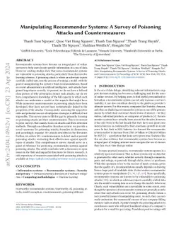 Manipulating Recommender Systems: A Survey of Poisoning Attacks and
  Countermeasures