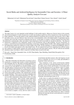 Social Media and Artificial Intelligence for Sustainable Cities and
  Societies: A Water Quality Analysis Use-case