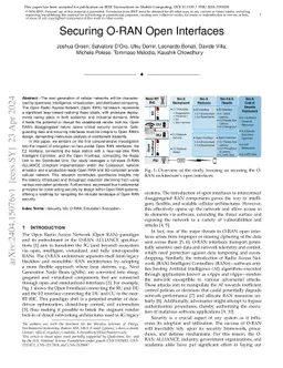 Securing O-RAN Open Interfaces