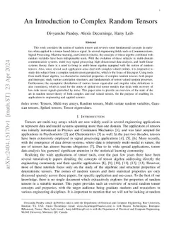 An Introduction to Complex Random Tensors