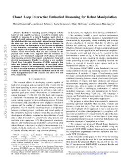 Closed Loop Interactive Embodied Reasoning for Robot Manipulation