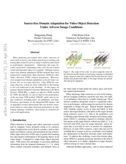 Source-free Domain Adaptation for Video Object Detection Under Adverse
  Image Conditions