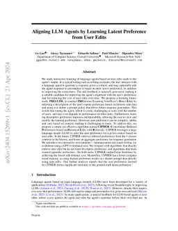Aligning LLM Agents by Learning Latent Preference from User Edits