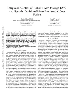 Integrated Control of Robotic Arm through EMG and Speech:
  Decision-Driven Multimodal Data Fusion