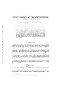 Maximum Discrepancy Generative Regularization and Non-Negative Matrix
  Factorization for Single Channel Source Separation