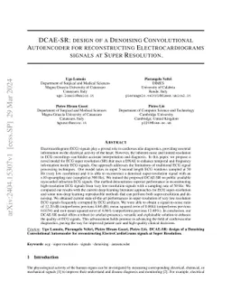 DCAE-SR: Design of a Denoising Convolutional Autoencoder for
  reconstructing Electrocardiograms signals at Super Resolution