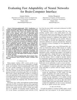 Evaluating Fast Adaptability of Neural Networks for Brain-Computer
  Interface
