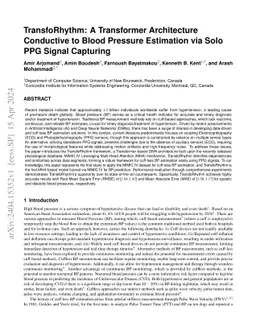 TransfoRhythm: A Transformer Architecture Conductive to Blood Pressure Estimation via Solo PPG Signal Capturing