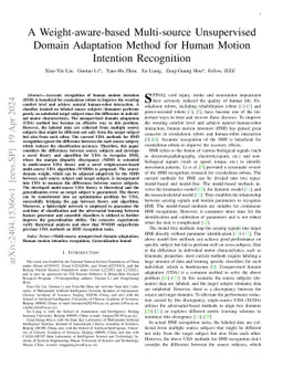 A Weight-aware-based Multi-source Unsupervised Domain Adaptation Method for Human Motion Intention Recognition