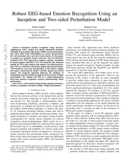 Robust EEG-based Emotion Recognition Using an Inception and Two-sided
  Perturbation Model