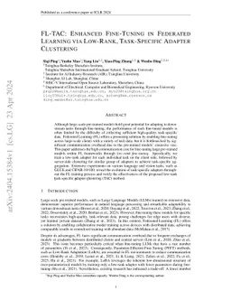 FL-TAC: Enhanced Fine-Tuning in Federated Learning via Low-Rank,
  Task-Specific Adapter Clustering