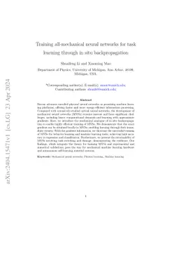 Training all-mechanical neural networks for task learning through in
  situ backpropagation