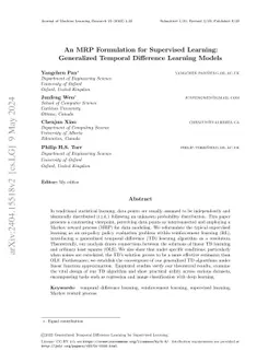 An MRP Formulation for Supervised Learning: Generalized Temporal Difference Learning Models