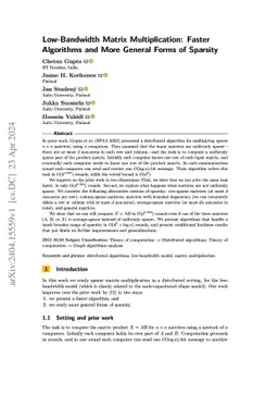 Low-Bandwidth Matrix Multiplication: Faster Algorithms and More General
  Forms of Sparsity