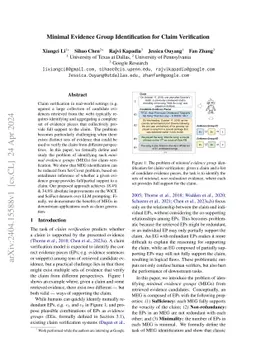 Minimal Evidence Group Identification for Claim Verification