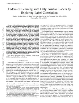 Federated Learning with Only Positive Labels by Exploring Label
  Correlations