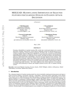MISLEAD: Manipulating Importance of Selected features for Learning
  Epsilon in Evasion Attack Deception