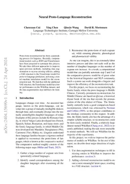 Neural Proto-Language Reconstruction