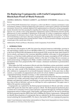 On Replacing Cryptopuzzles with Useful Computation in Blockchain
  Proof-of-Work Protocols