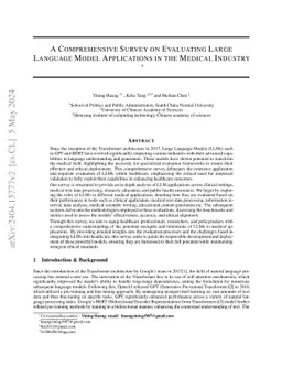 A Comprehensive Survey on Evaluating Large Language Model Applications
  in the Medical Industry