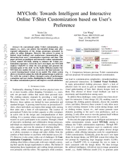 MYCloth: Towards Intelligent and Interactive Online T-Shirt
  Customization based on User's Preference