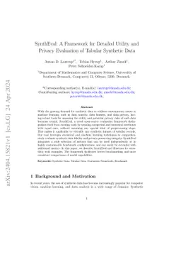 SynthEval: A Framework for Detailed Utility and Privacy Evaluation of
  Tabular Synthetic Data