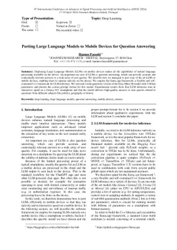 Porting Large Language Models to Mobile Devices for Question Answering