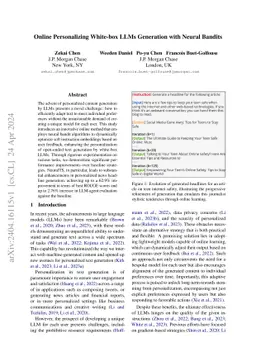 Online Personalizing White-box LLMs Generation with Neural Bandits