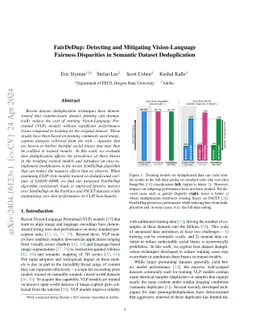 FairDeDup: Detecting and Mitigating Vision-Language Fairness Disparities
  in Semantic Dataset Deduplication
