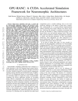 GPU-RANC: A CUDA Accelerated Simulation Framework for Neuromorphic
  Architectures