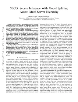 SECO: Secure Inference With Model Splitting Across Multi-Server
  Hierarchy