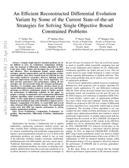 An Efficient Reconstructed Differential Evolution Variant by Some of the
  Current State-of-the-art Strategies for Solving Single Objective Bound
  Constrained Problems