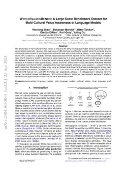 WorldValuesBench: A Large-Scale Benchmark Dataset for Multi-Cultural
  Value Awareness of Language Models