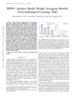 IMWA: Iterative Model Weight Averaging Benefits Class-Imbalanced
  Learning Tasks