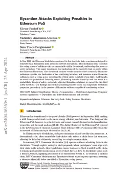 Byzantine Attacks Exploiting Penalties in Ethereum PoS