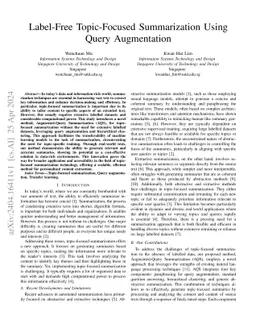Label-Free Topic-Focused Summarization Using Query Augmentation