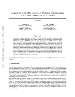 Automating the Discovery of Partial Differential Equations in Dynamical
  Systems