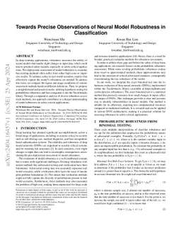 Towards Precise Observations of Neural Model Robustness in
  Classification