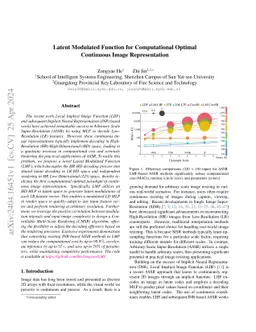 Latent Modulated Function for Computational Optimal Continuous Image
  Representation