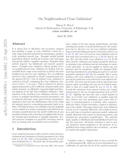 On Neighbourhood Cross Validation